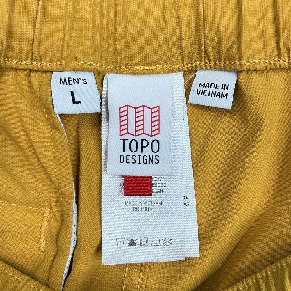 Topo Designs River Shorts Mens L Yellow Nylon Belted Stretch Hiking Fishing UPF - Picture 4 of 9